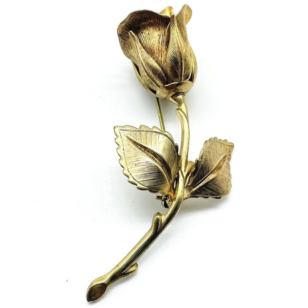 Vintage Giovanni Gold Tone Rose Brooch Signed